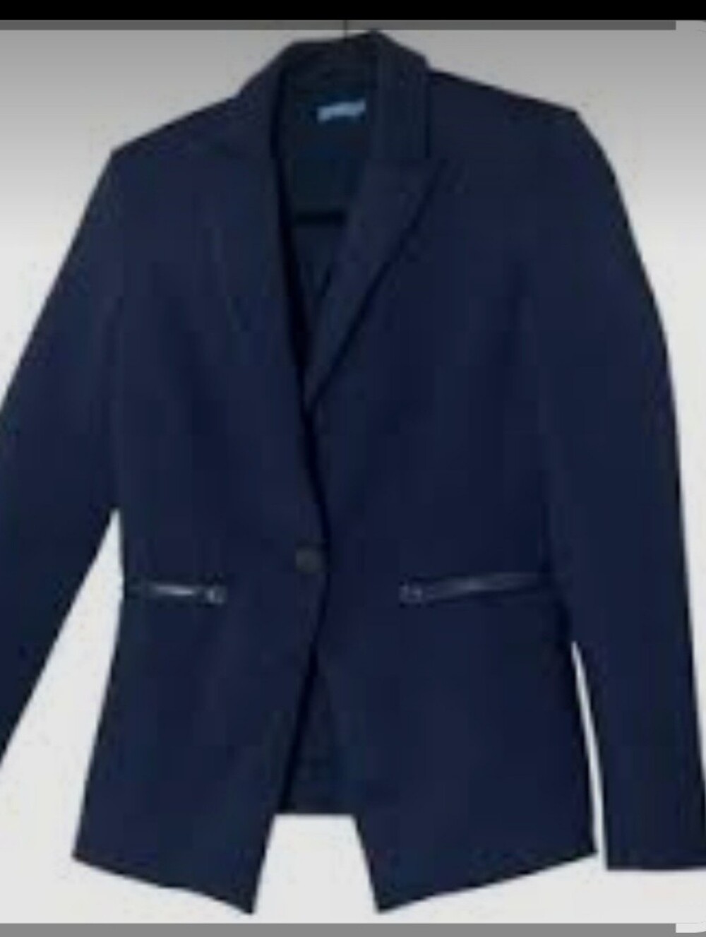 J.McLaughlin Navy Blue Scuba Knit Blazer Jacket Zipper Pockets Size 14 EUC